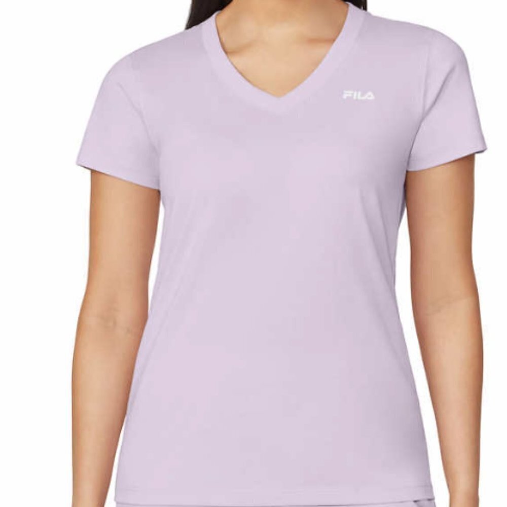FILA Women's Cotton V-neck short-sleeved top Lavender, size XS NWT